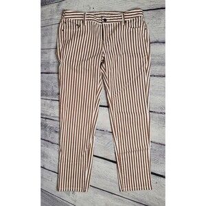 Garnet Hill Womens White & Brown Striped Denim Pants Size 08p